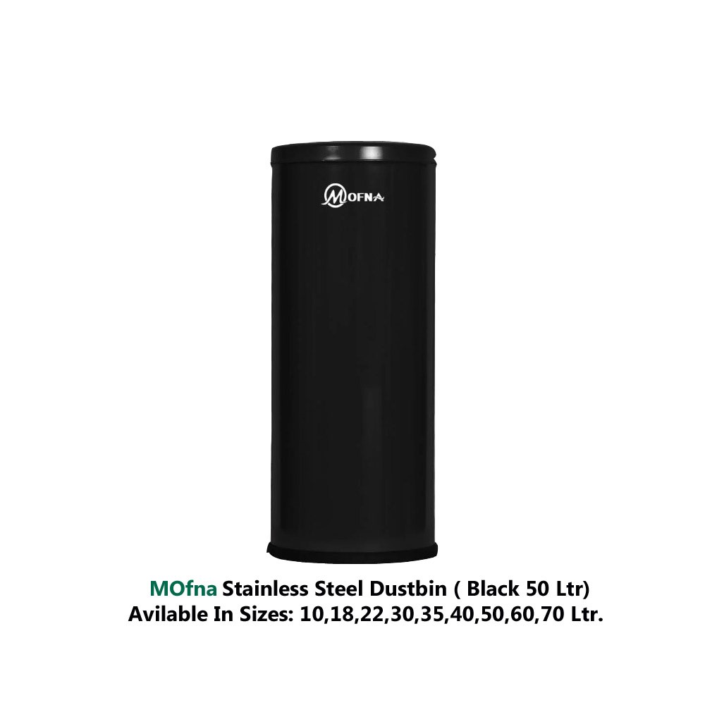 Mofna Stainless  Steel Black Long Swing Dustbin 18 Liter