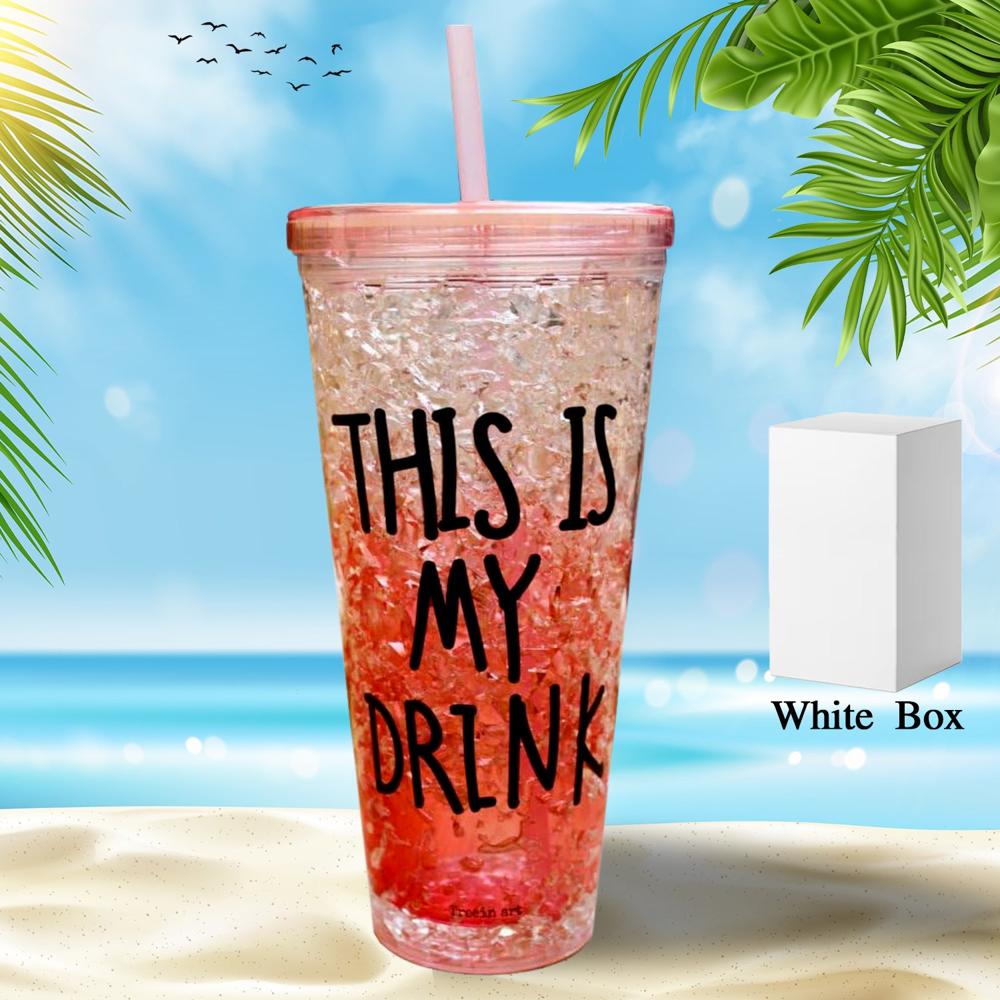 Plastic Creative Cold Drink Cup, Double Wall Plastic Drinking Sport Bottle
