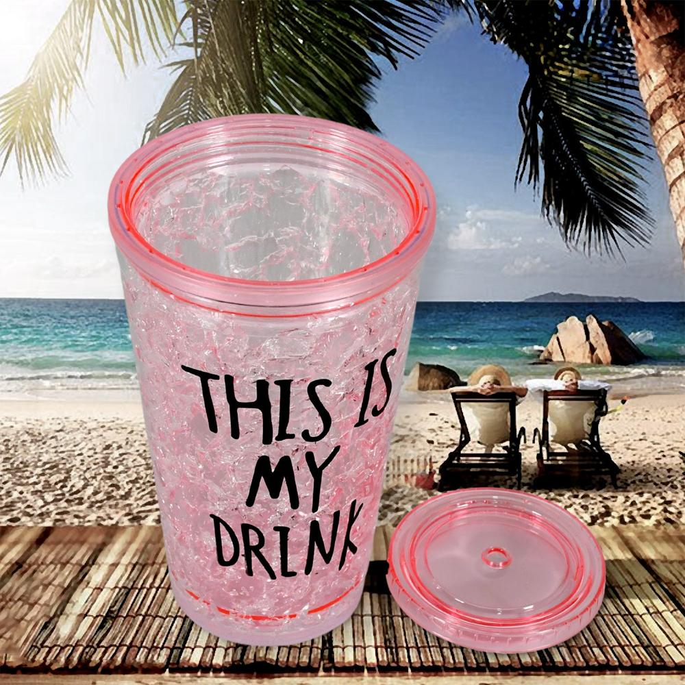 Plastic Creative Cold Drink Cup, Double Wall Plastic Drinking Sport Bottle