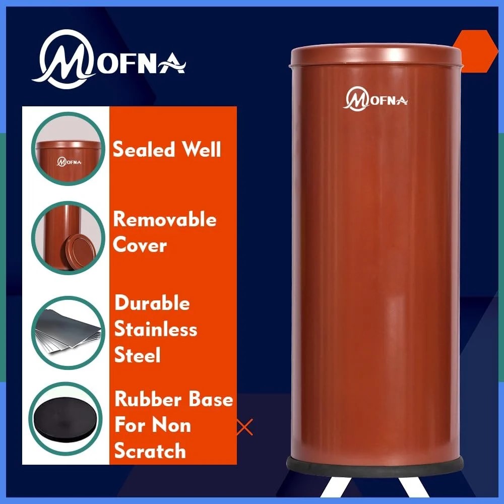 Mofna Stainless Steel Brown Long Swing Dustbin 22 Liter