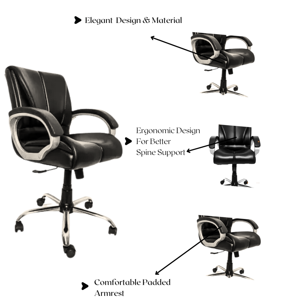 Royale Mid Back Boss Revolving Office Chair Black Woodberg Furnishings