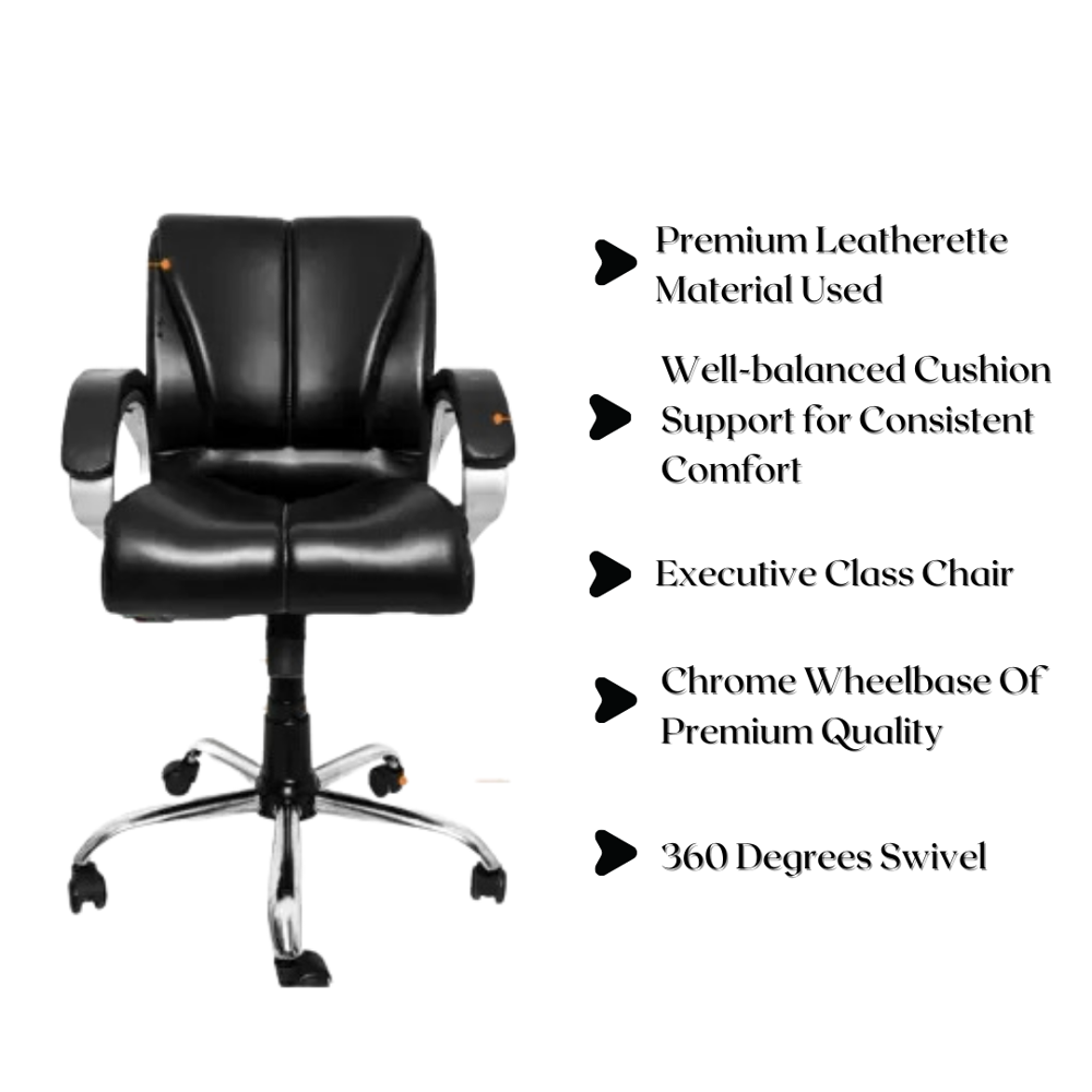 Royale Mid Back Boss Revolving Office Chair Black Woodberg Furnishings