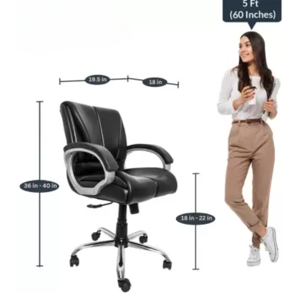 Royale Mid Back Boss Revolving Office Chair Black Woodberg Furnishings