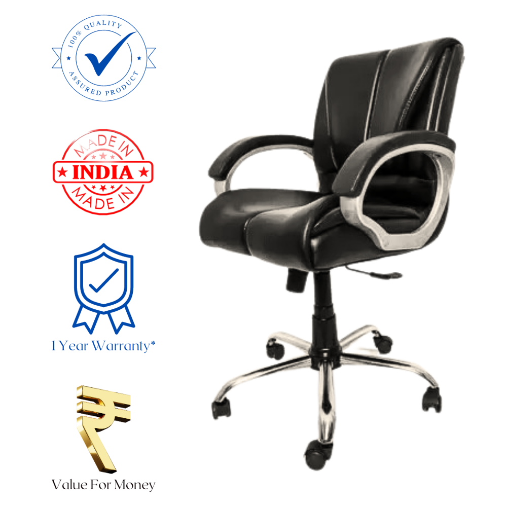 Royale Mid Back Boss Revolving Office Chair Black Woodberg Furnishings