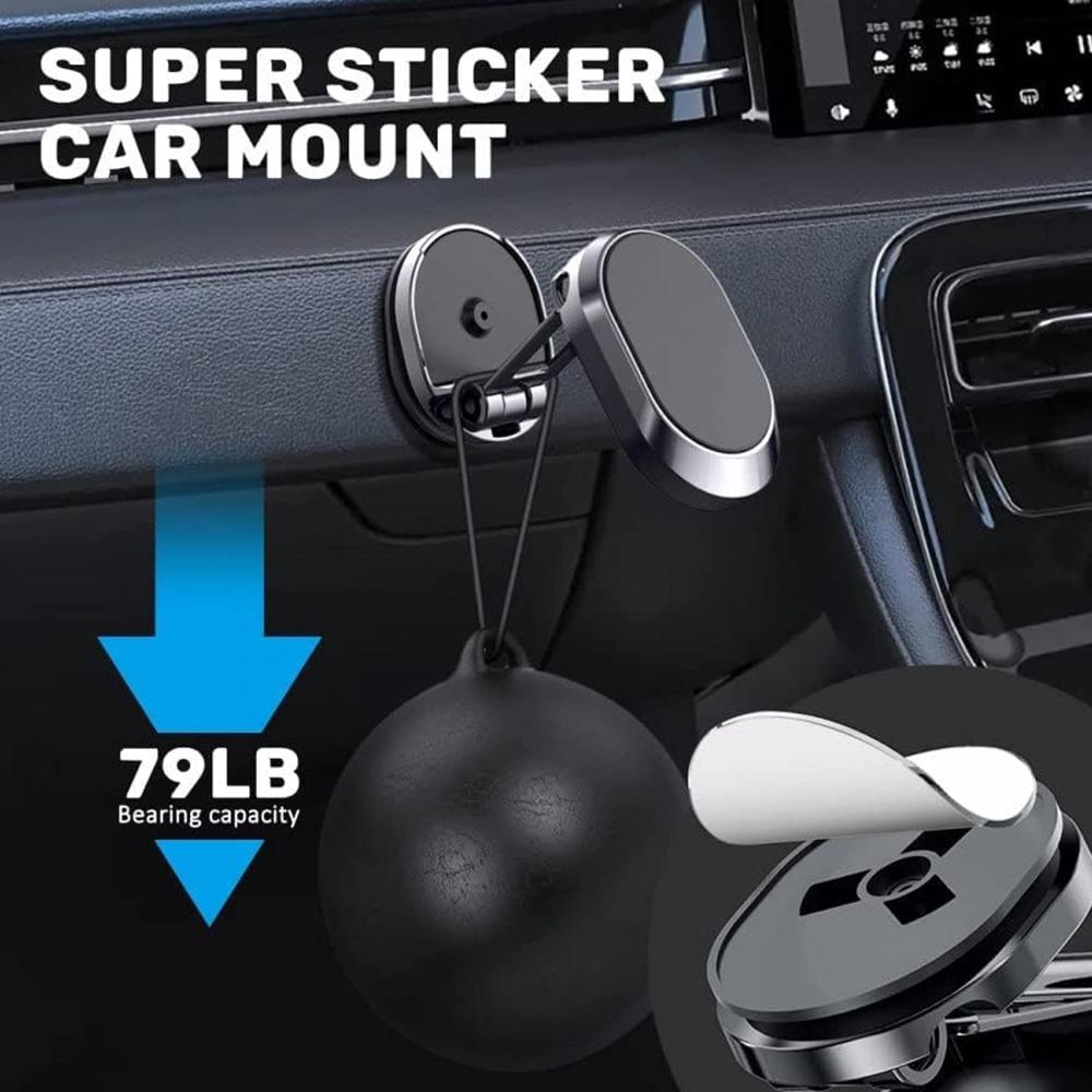 360 Rotating Magnetic Car Phone Holder in Metal (1 Pc, Folding)
