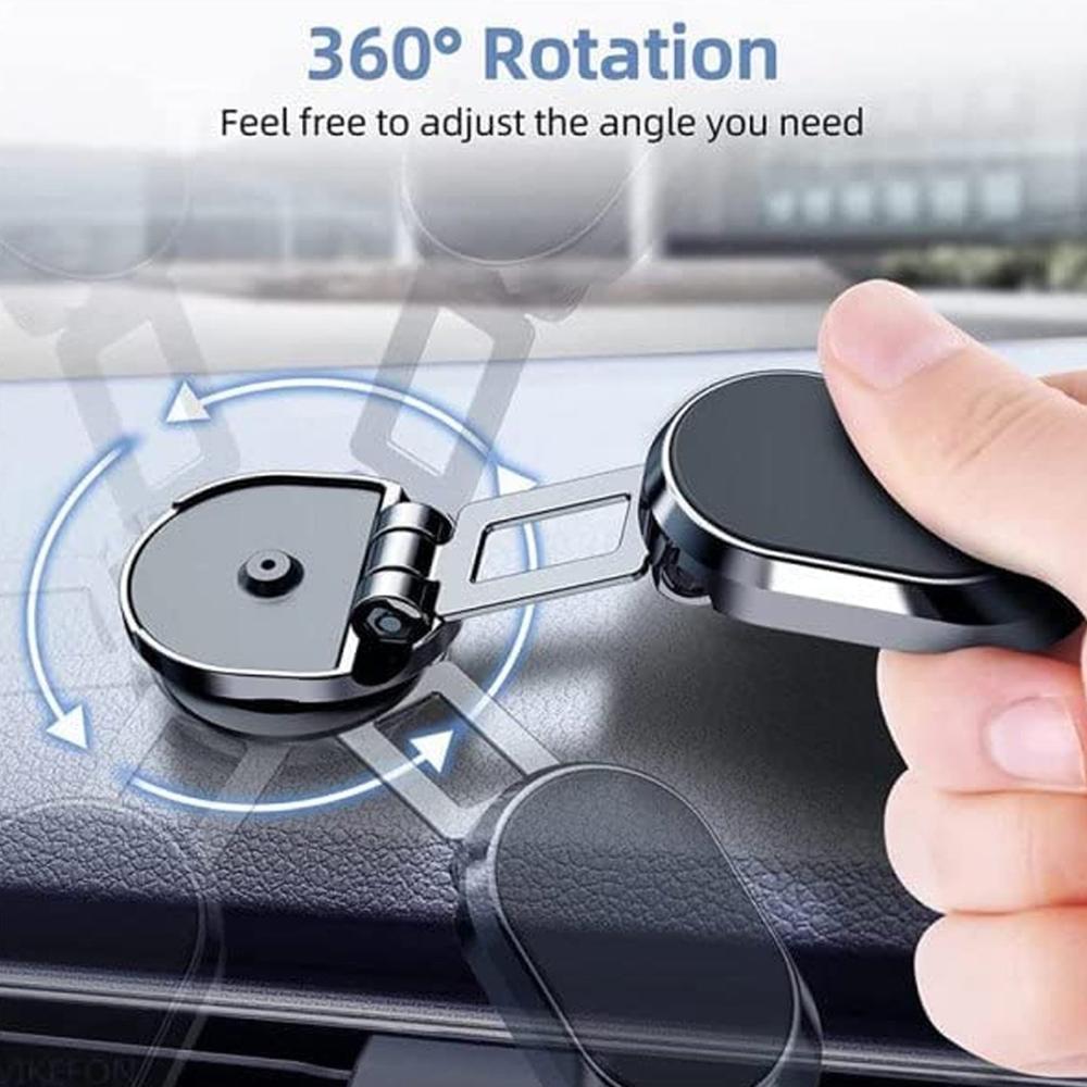 360 Rotating Magnetic Car Phone Holder in Metal (1 Pc, Folding)