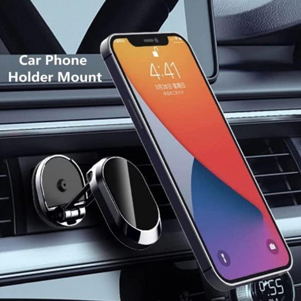360 Rotating Magnetic Car Phone Holder in Metal (1 Pc, Folding)