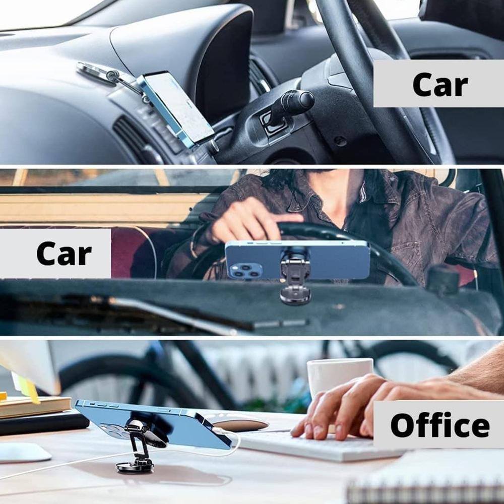 360 Rotating Magnetic Car Phone Holder in Metal (1 Pc, Folding)