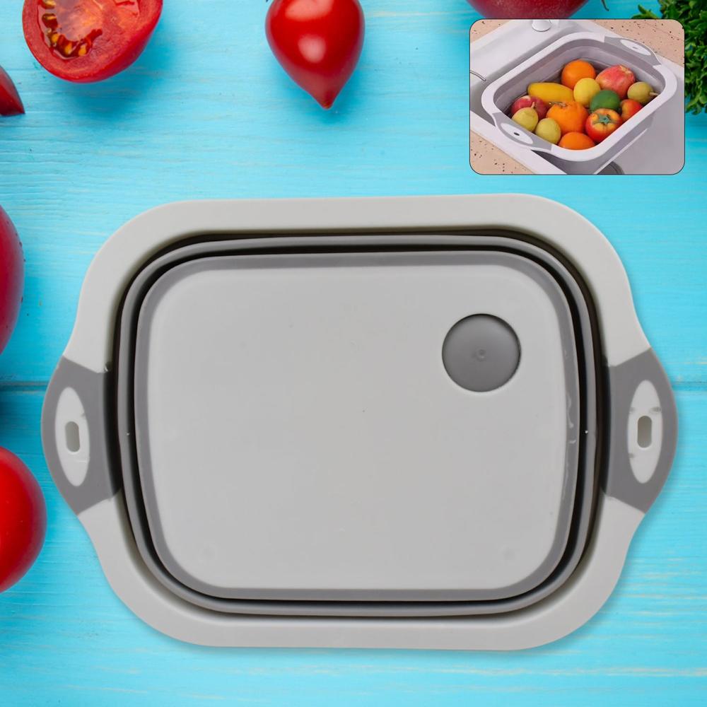 Collapsible Cutting Board With Dish Tub Basket - Color: Mix