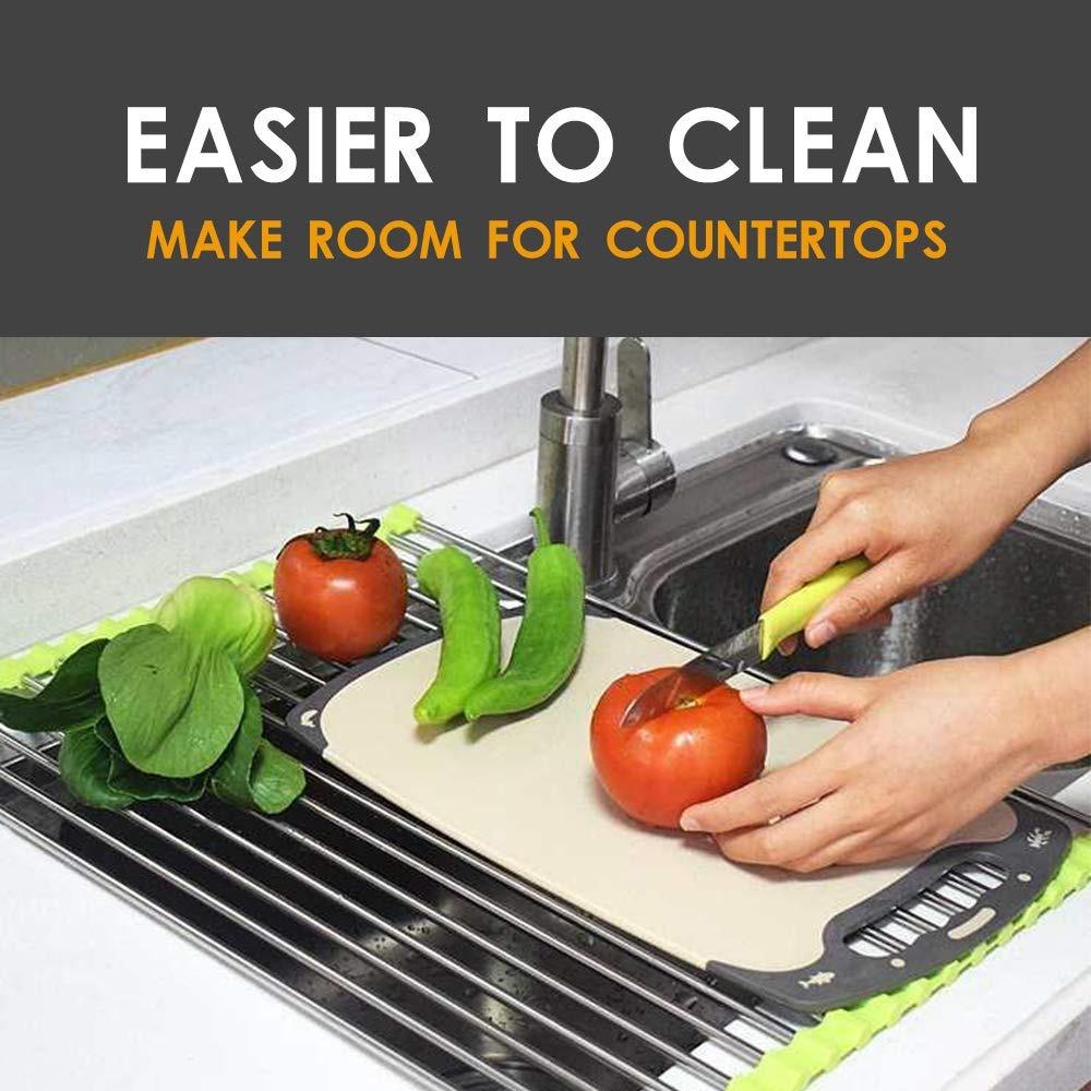 FOLDABLE DRAIN RACK KITCHEN SINK ROLL UP DISH DRYING RACK PORTABLE DISH RACK