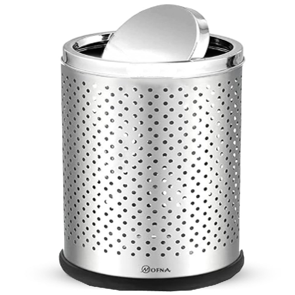 Mofna Stainless Steel Swing Perforated Dustbin 10 Liter