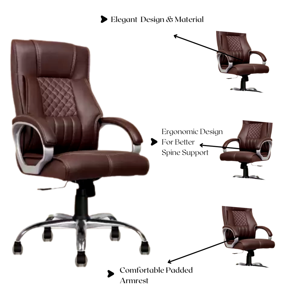 Imperia High Back Boss Revolving Office Chair Brown