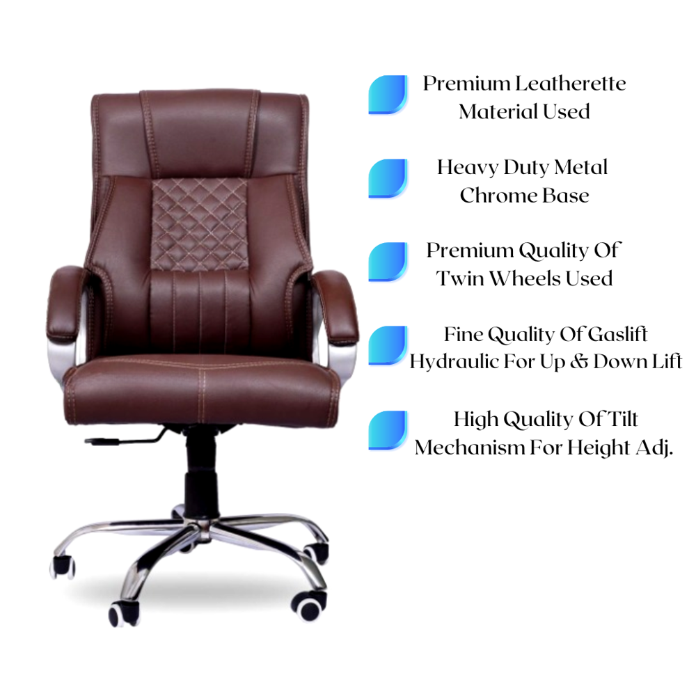 Imperia High Back Boss Revolving Office Chair Brown