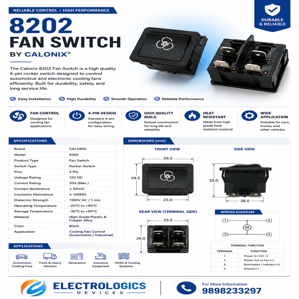Rocker Switch 8202 Fan 6Amp