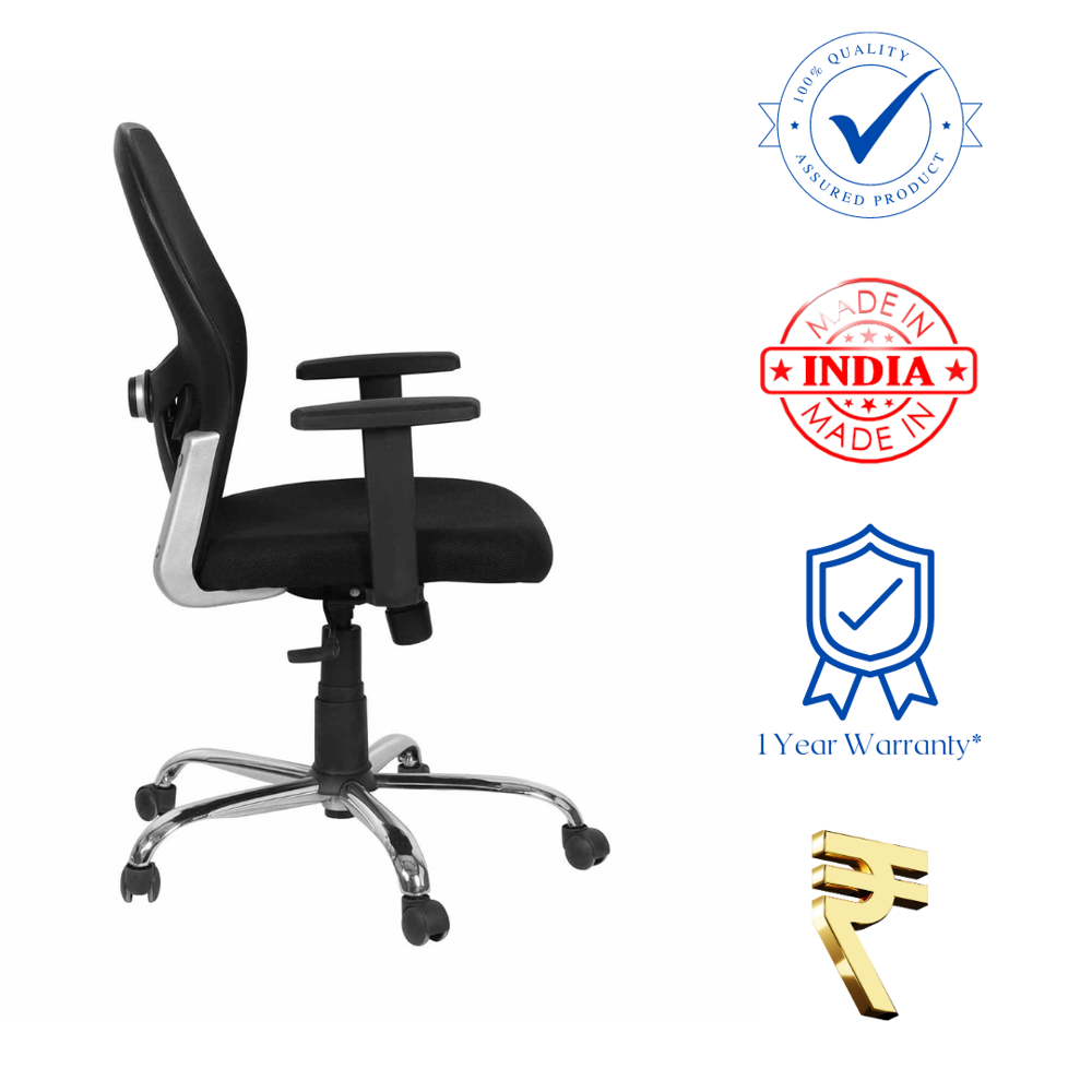 Gravity Mid Back Mesh Fabric Revolving Office Chair Black 