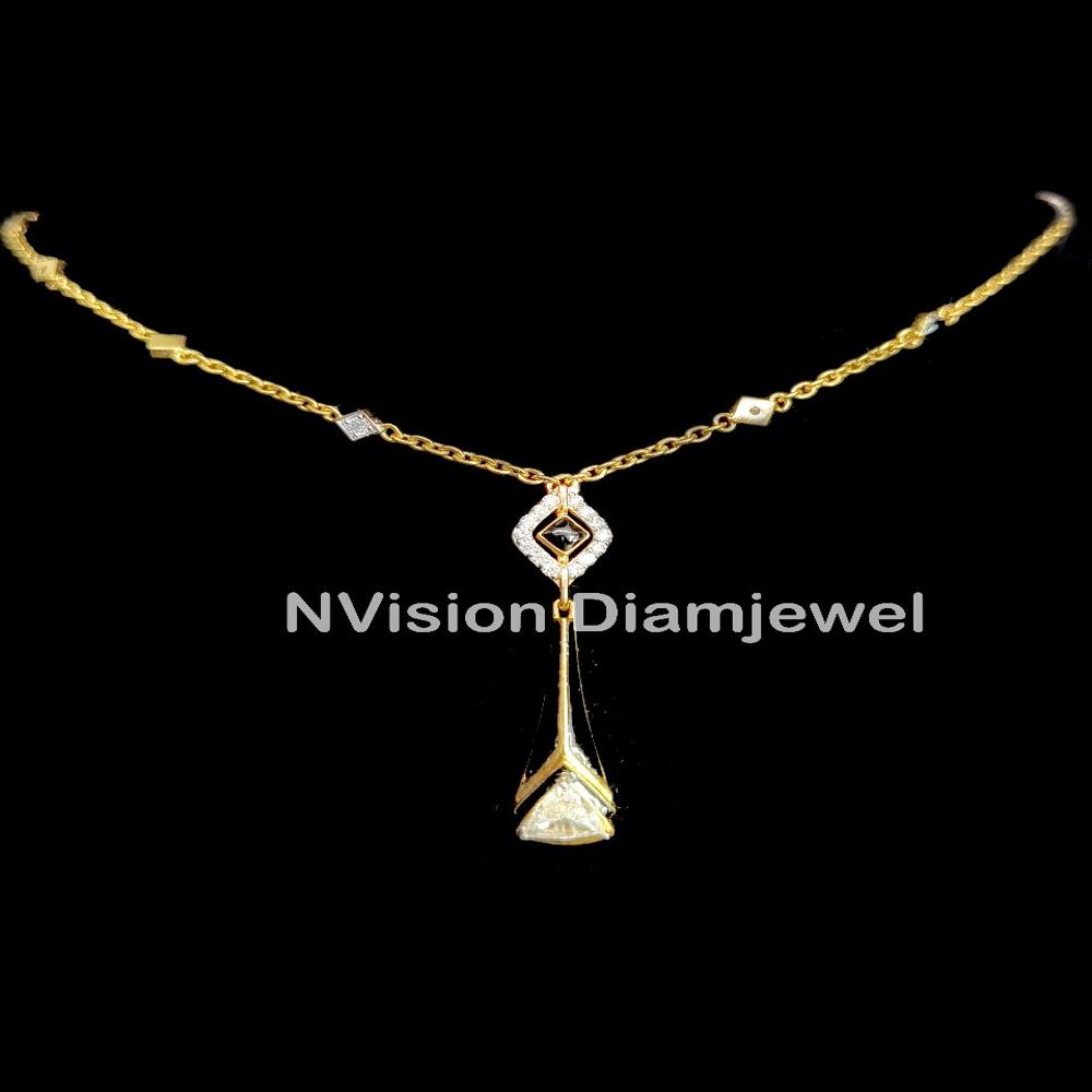18KT Black Beauty Natural Trillant Solitaire Diamond Necklace Set