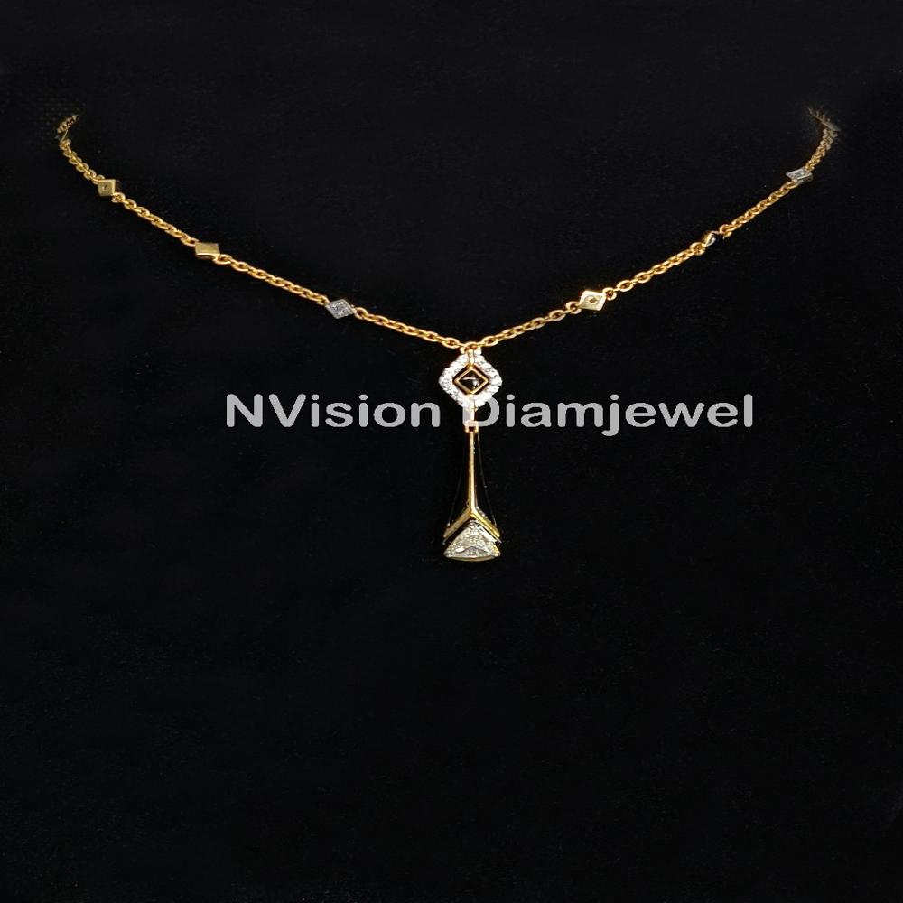 18KT Black Beauty Natural Trillant Solitaire Diamond Necklace Set