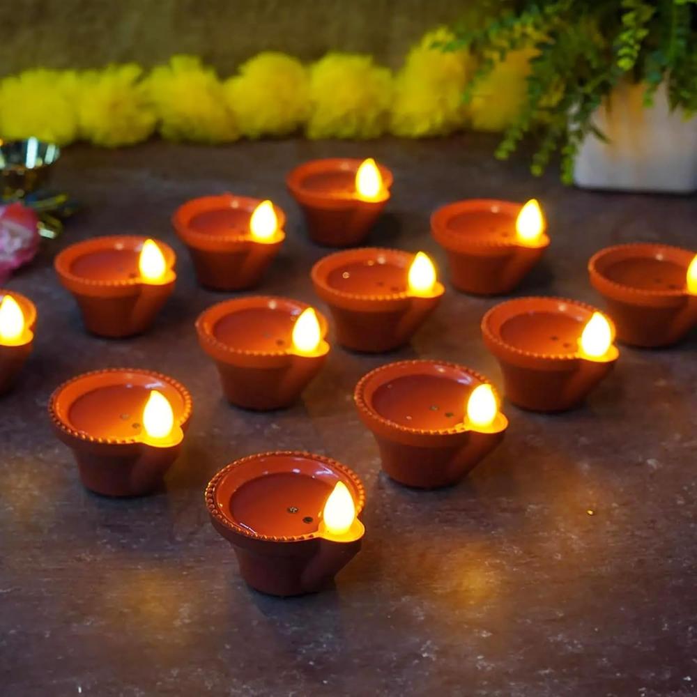 Brown Led Diya - Material: Premium Plastic
