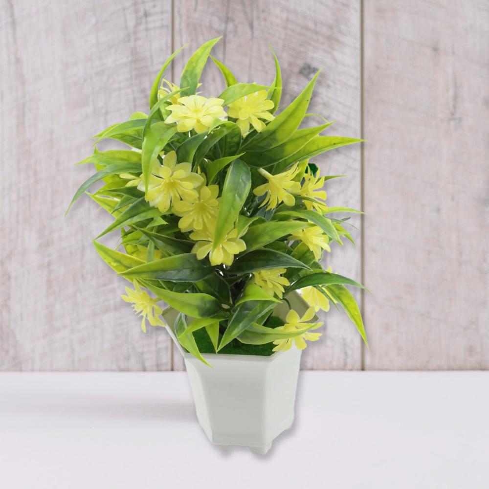 Artificial Flower Plant with Cute Pot  Tabletop Decor for Home & Office (1 Pc)