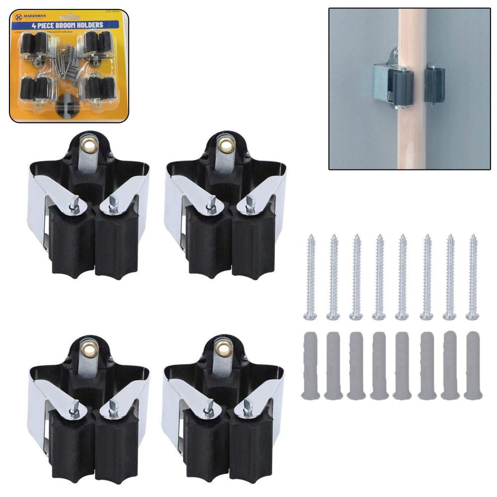 Multifunction Wall Mount Garage Holder For Mop / Broom / Hanger (4 Pcs Set) - Color: Mix