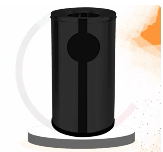 Mofna Stainless Steel Black Ashcan Dustbin25 Liter