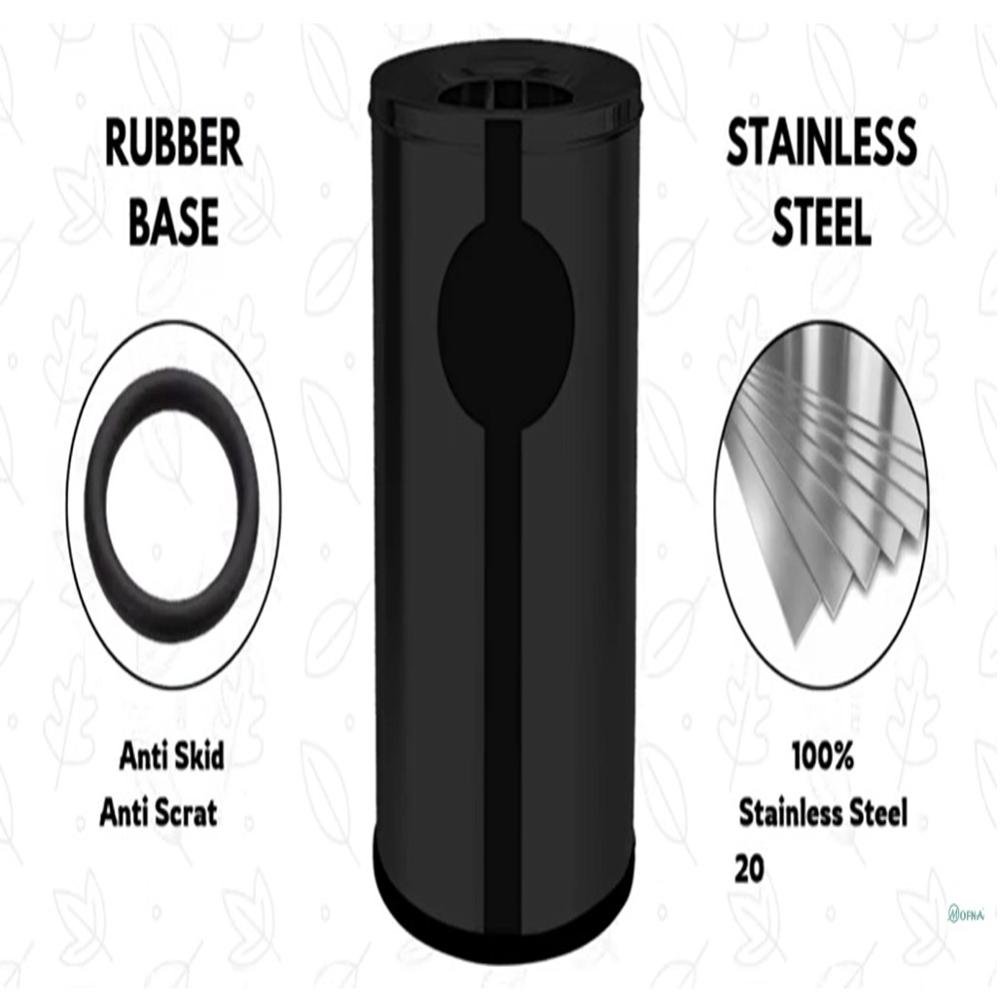 Mofna Stainless Steel Black Ashcan Dustbin25 Liter