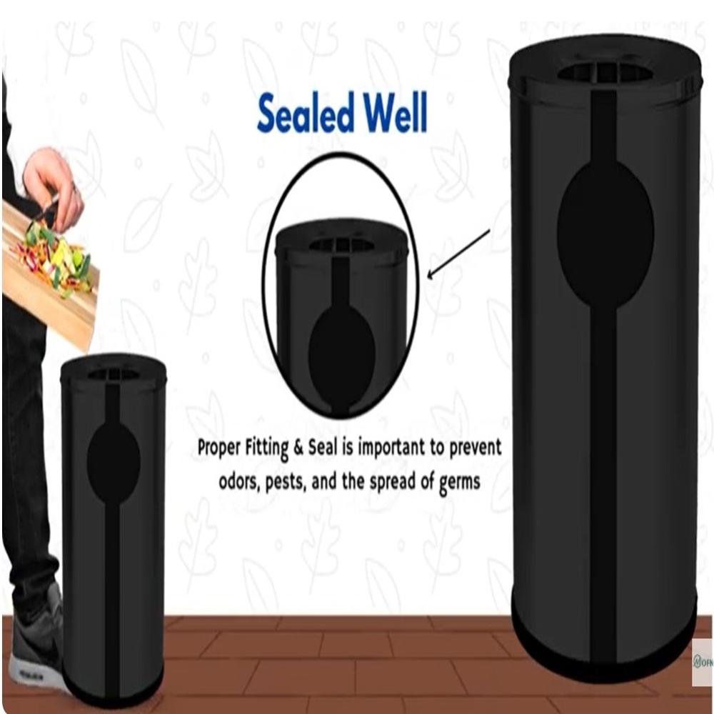 Mofna Stainless Steel Black Ashcan Dustbin25 Liter