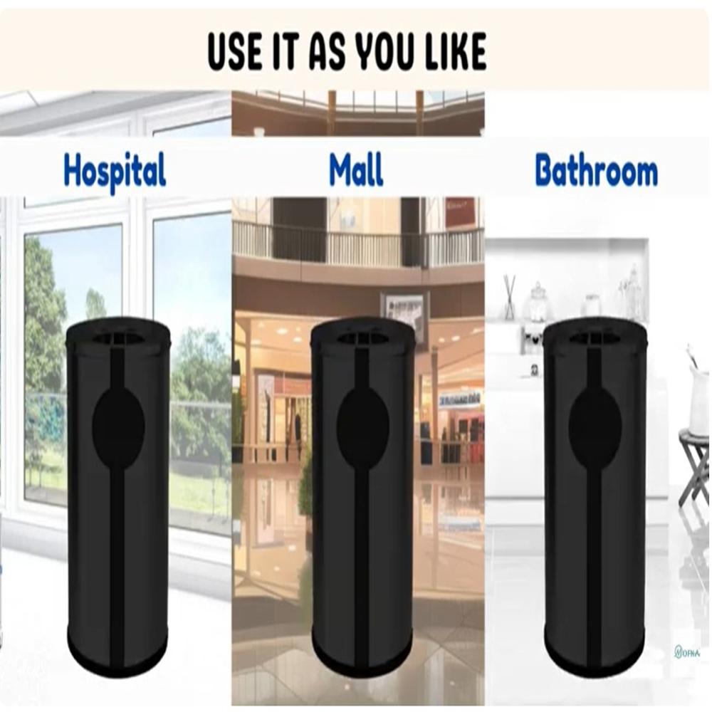 Mofna Stainless Steel Black Ashcan Dustbin25 Liter