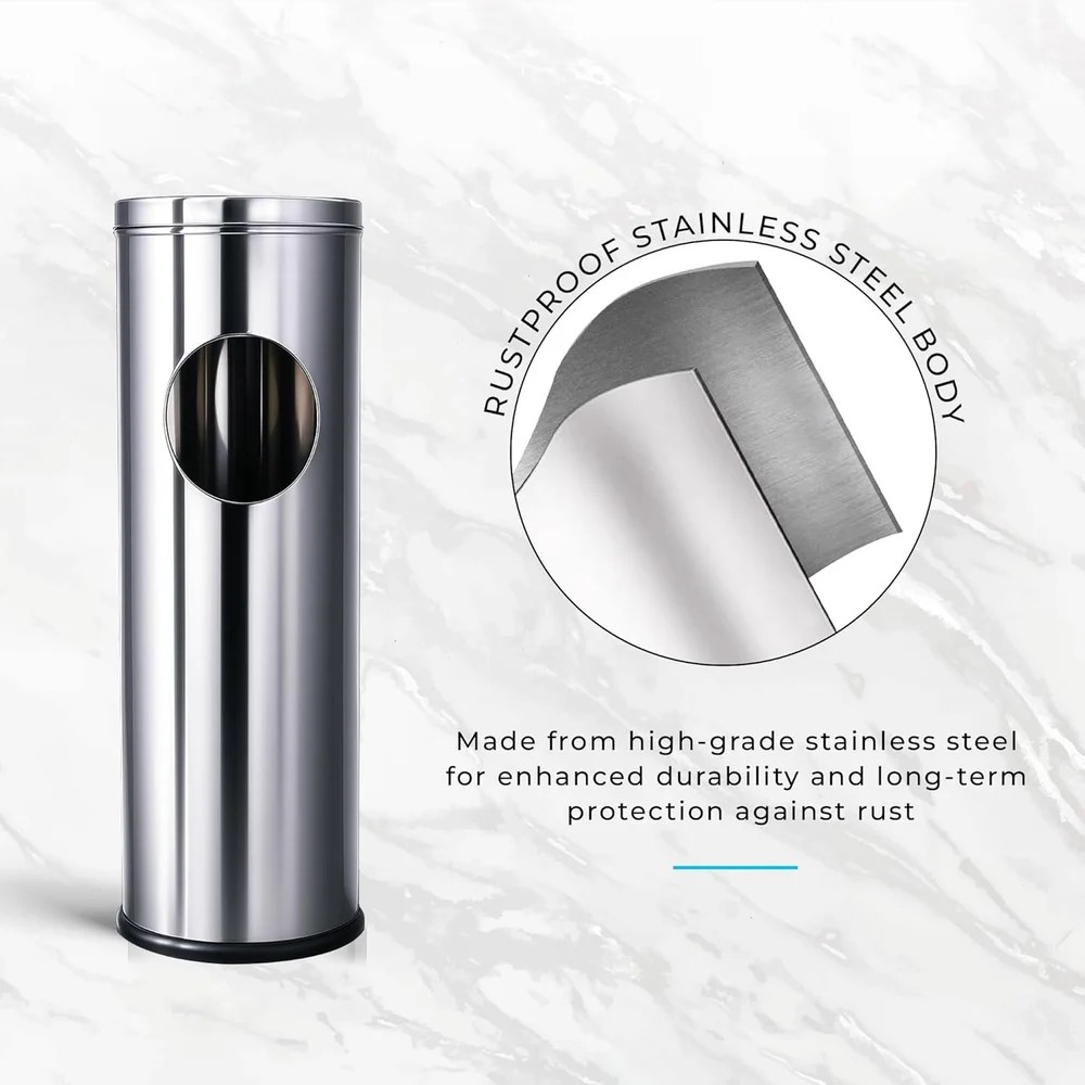 Mofna Stainless Steel Silver Ashcan Dustbin 30 Liter