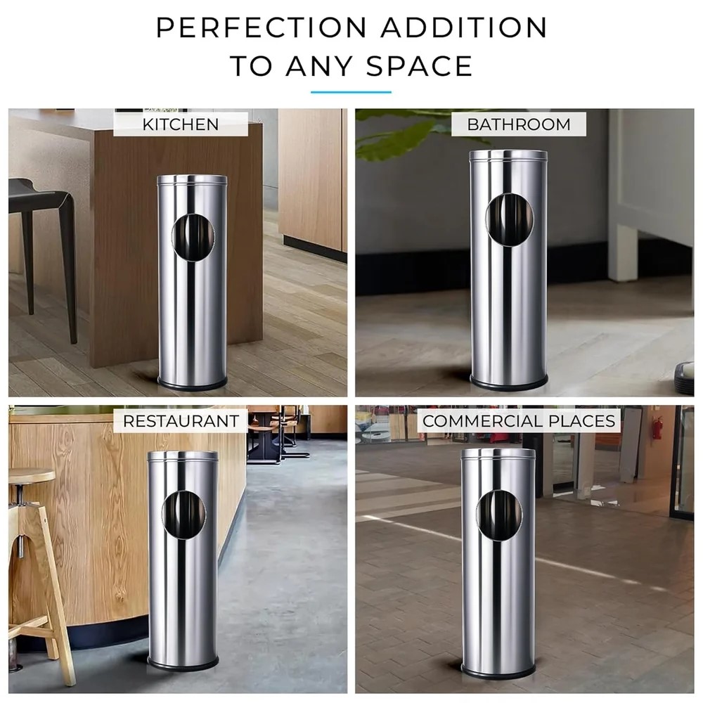 Mofna Stainless Steel Silver Ashcan Dustbin 30 Liter