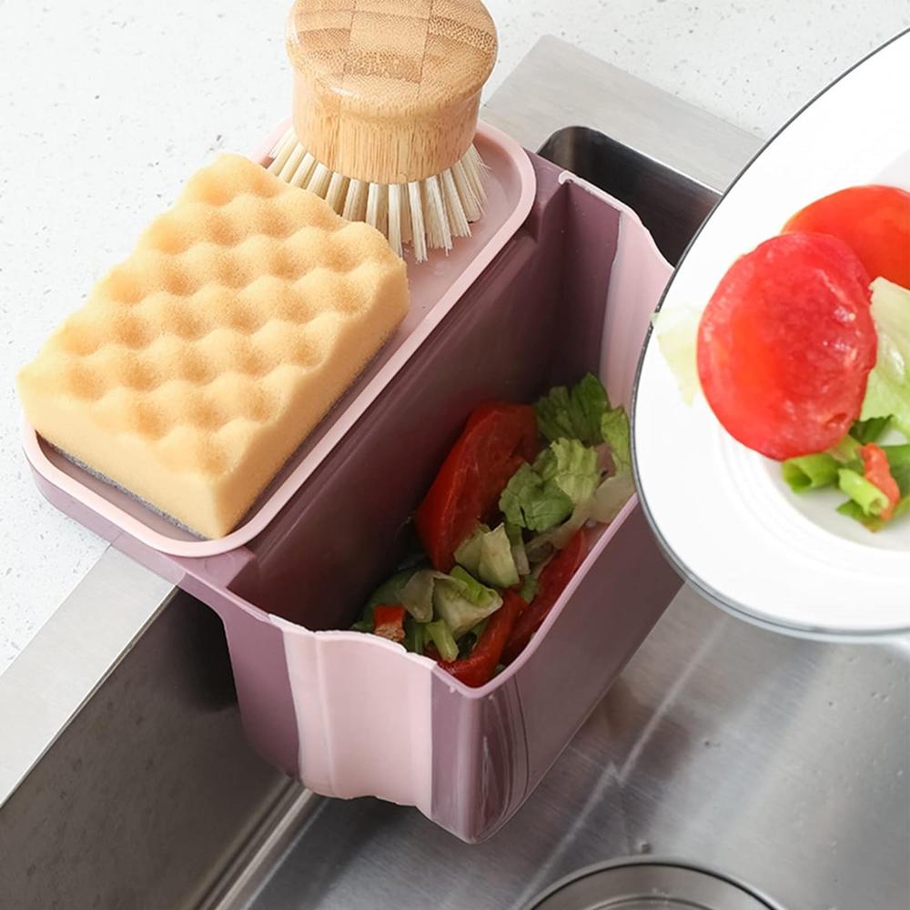 Small Multifunction Sink Drain Basket - Universal & Foldable - Sink Trash Holder Sink Side Storage Drainer Strainer Basket, Foldable Kitchen Sink Drain Strainer For Food,Dish Drainer For Fruits, Vegetables - Color: Mix