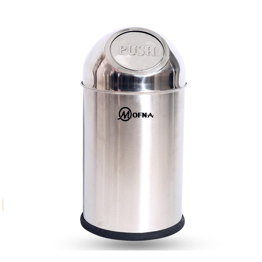 MOfna Stainless Steel Silver Pushcan Dustbin 22 Liter