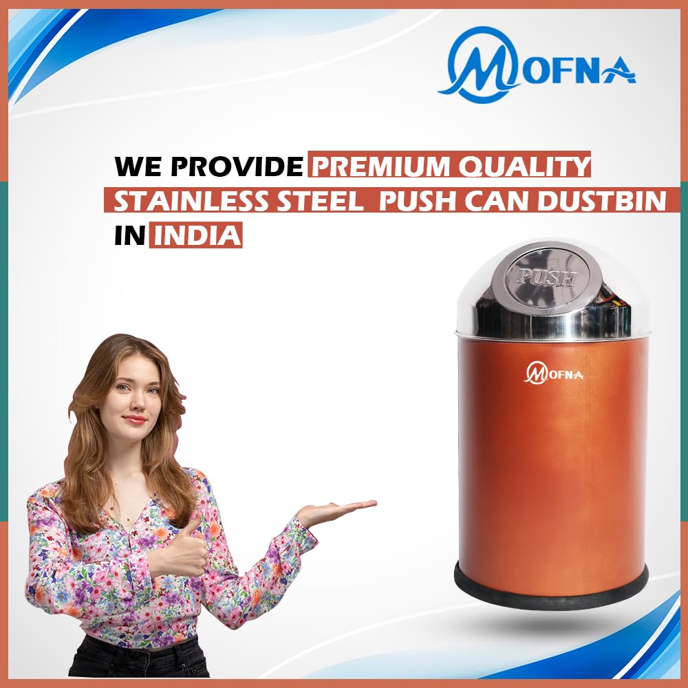 Mofna Stainless Steel Brown Pushcan Dustbin 25 Liter