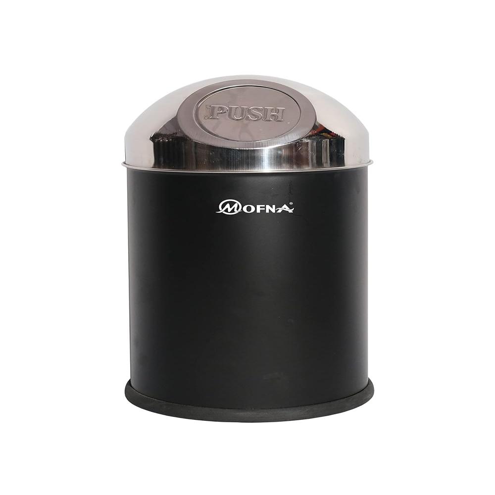 Mofna Stainless Steel Black Pushcan Dustbin 20 Liter