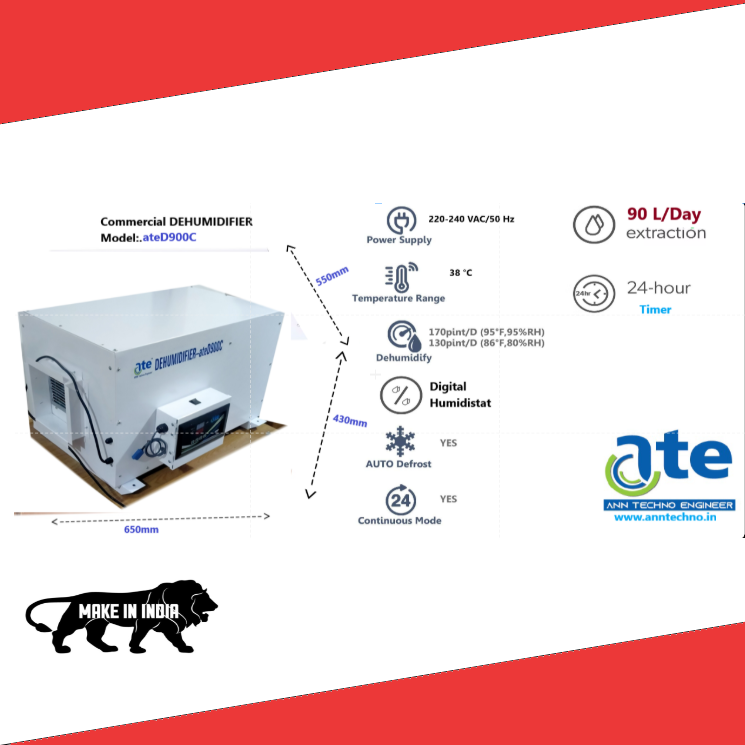 ateD130C 130 L-Day Celling And Duct Mounted Dehumidifier