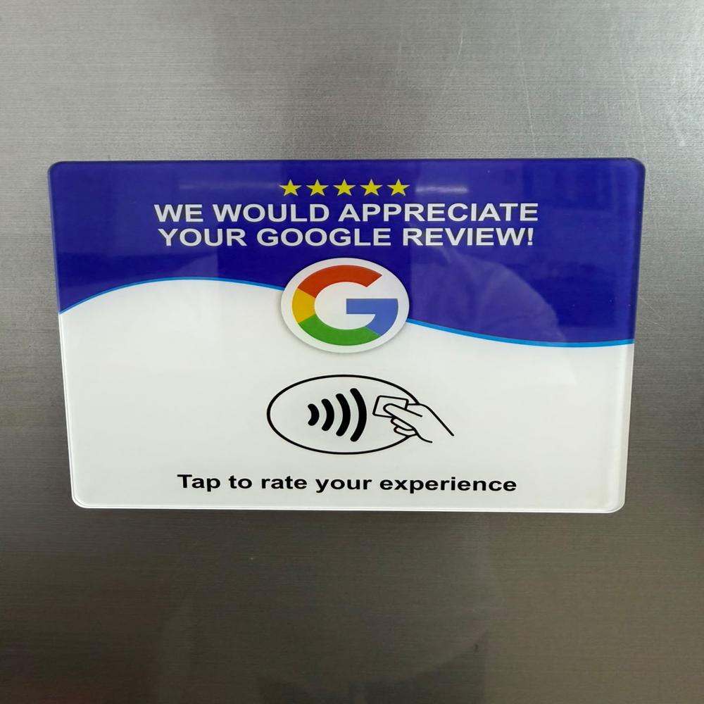 Google Review Card - 300 GSM Paper 2x3.5 Inch White Multicolor | Glossy Tear Resistant Water Resistant QR Code Custom Edge