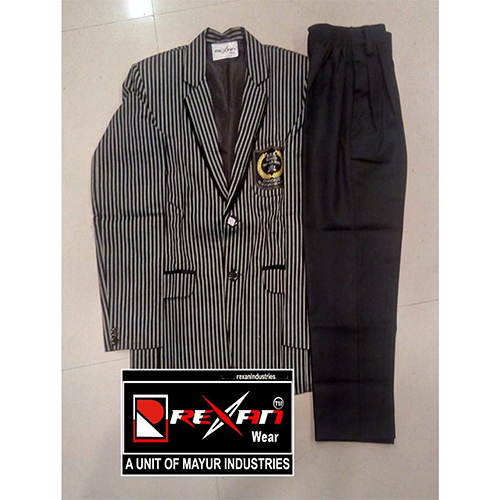 Black And White Stripes School Uniform Blazer And Pant Set
