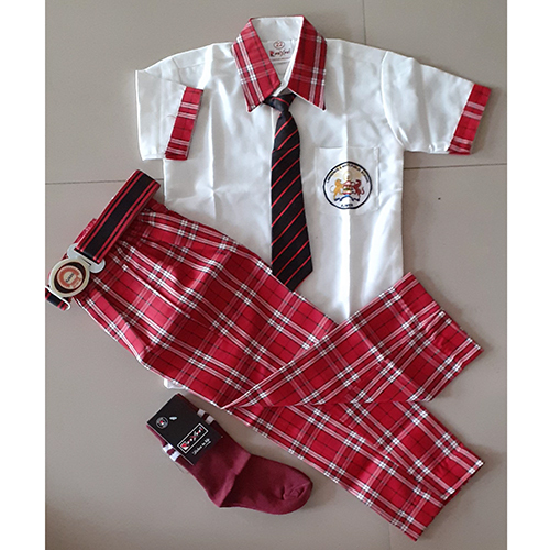 Red And White Plaid School Uniform Set