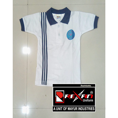 White And Blue Striped Polo T-Shirt