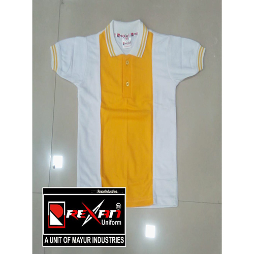White And Yellow School Uniform Polo T-Shirt