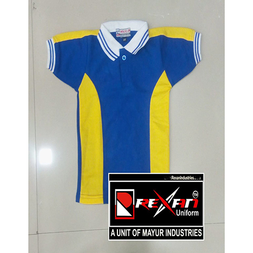 Blue And Yellow Half Sleeve School Uniform Polo T-Shirt