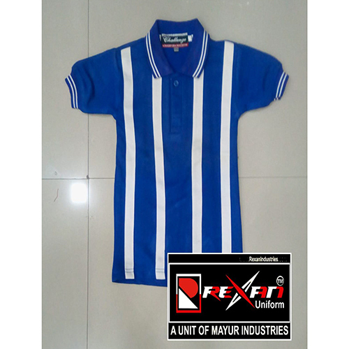 Blue And White Vertical Stripes Polo T-Shirt