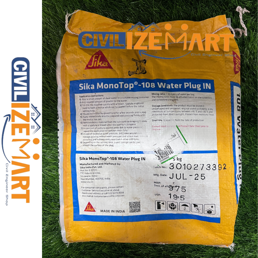 Sika Monotop 108 Water Plug  Fast Setting Waterproofing Mort-ar for Instantly Plugging Active Leaks