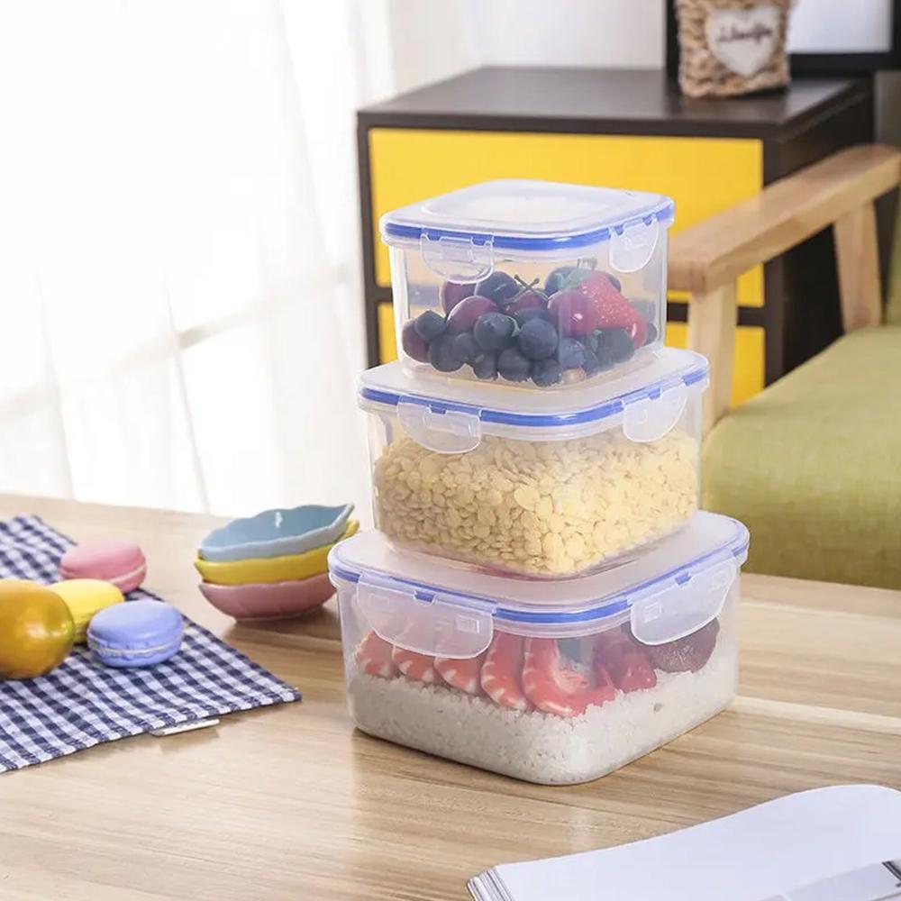 Food Grade Plastic Kitchen Storage Container Set with Air Seal Lock (3 Pc Set)