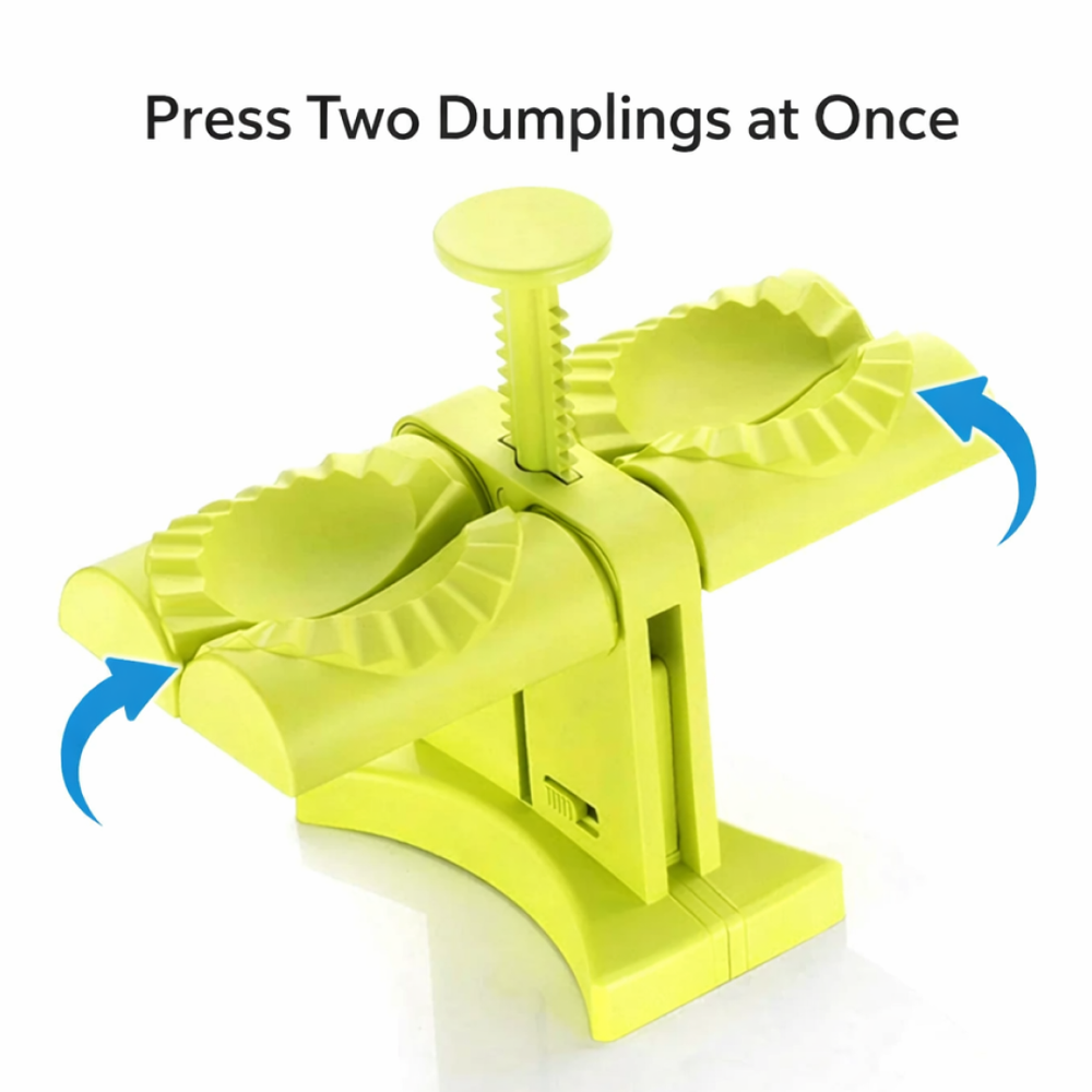 Double-Head Dumpling Maker Mold Press Two Dumplings At Once (Brown Box) - Color: Mix