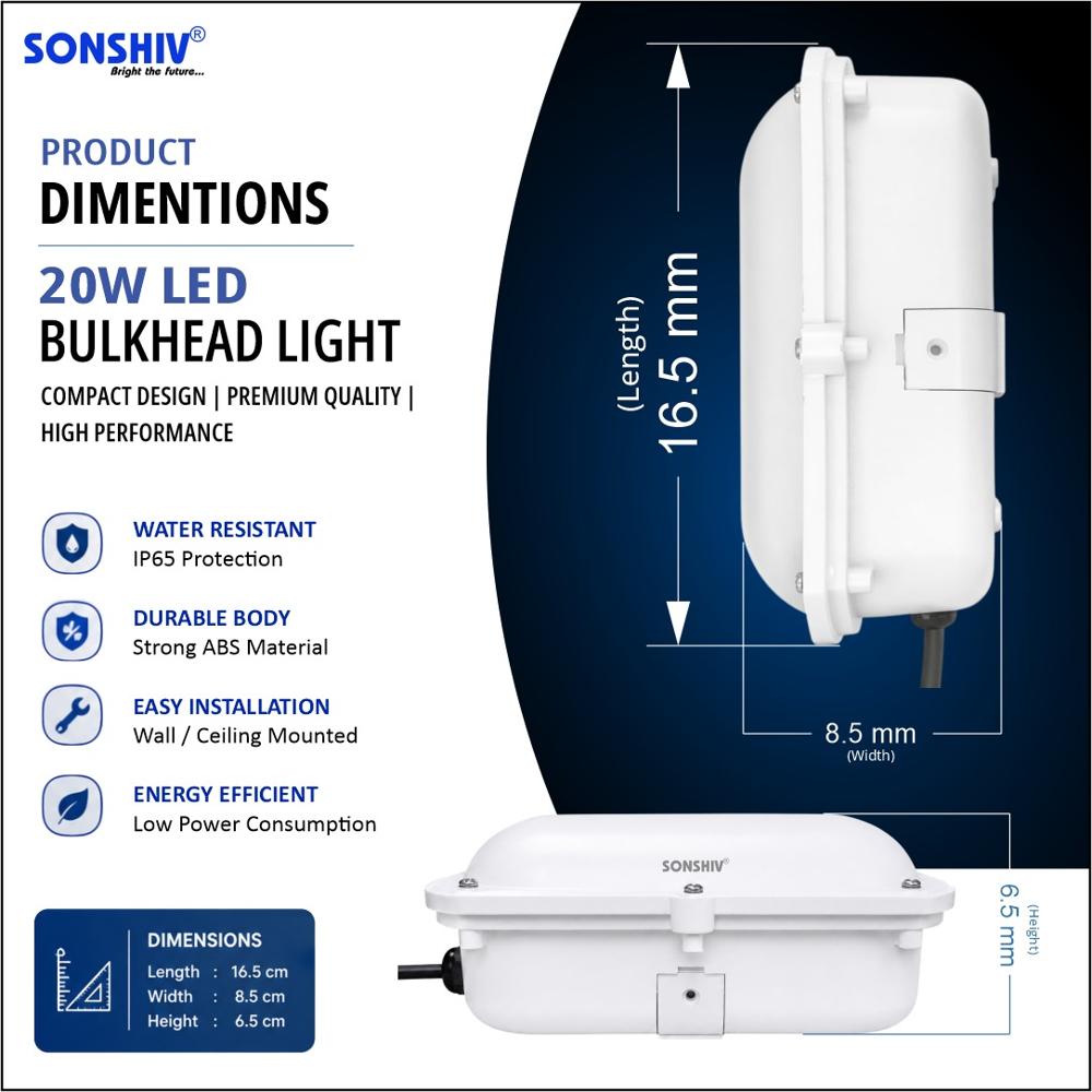 20w Led Bulkhead Light - Color: White