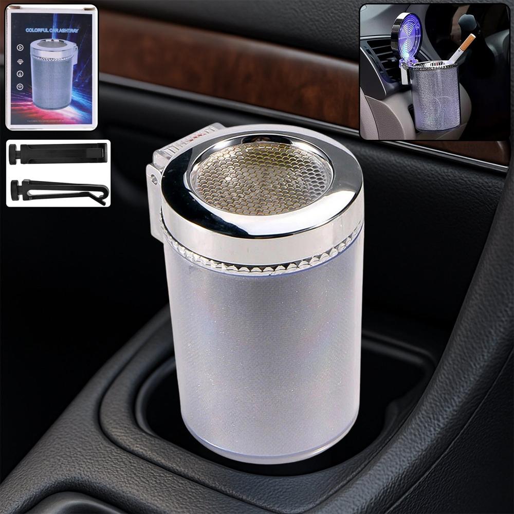 Premium Quality Led Illuminated Car Ashtray With Lid And Detachable Holder (1 Pc) - Color: Mix