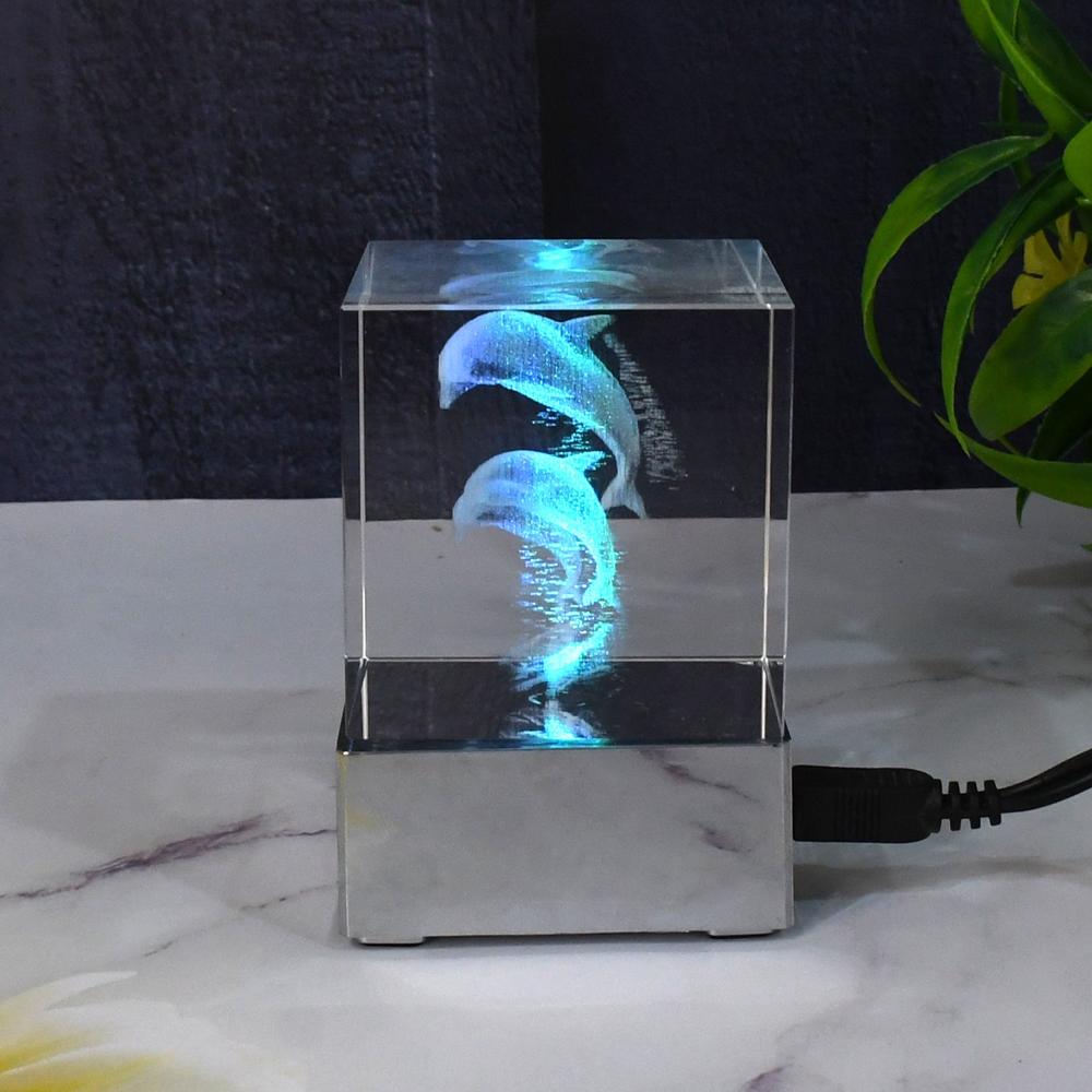 3D Mix Design Led Light, Desk Decor, Led Light Base, Usb Charging (1 Pc / Mix Design) - Material: Cristal/Plastic