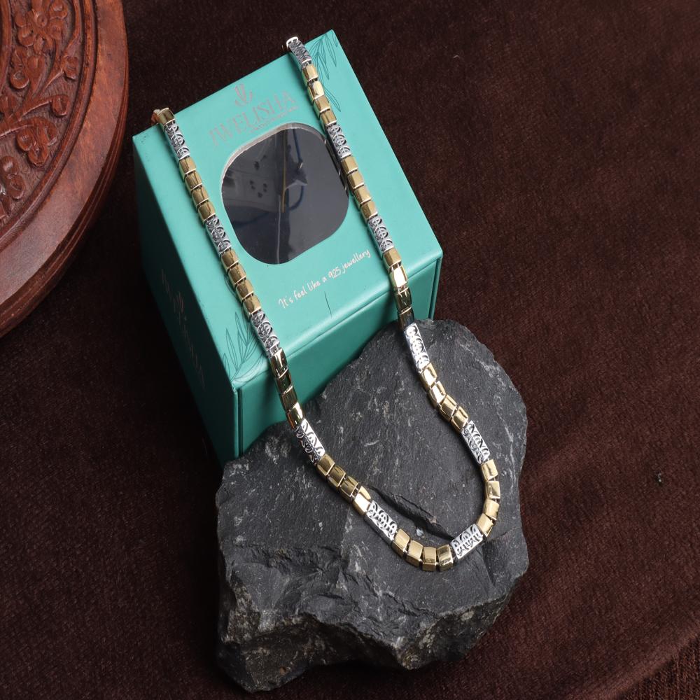 Premium Dual Tone White Metal Chain Necklace | Gold & Silver Finish | Stylish & Durable | 1 Year Warranty | Daily & Party Wear