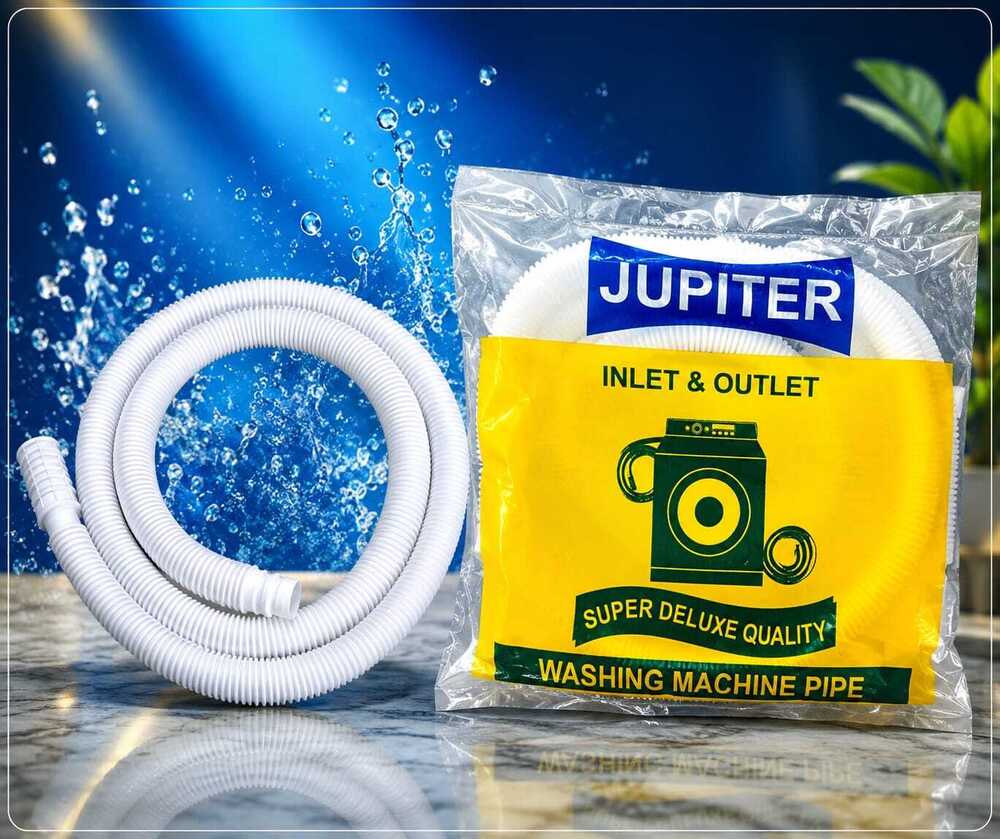 1.5 m PE Washing Machine Semi Inlet Hose Pipe - Polyethylene, 1.5 m, White | Threaded Tap, Bayonet & Threaded Connection, Rubber Seal
